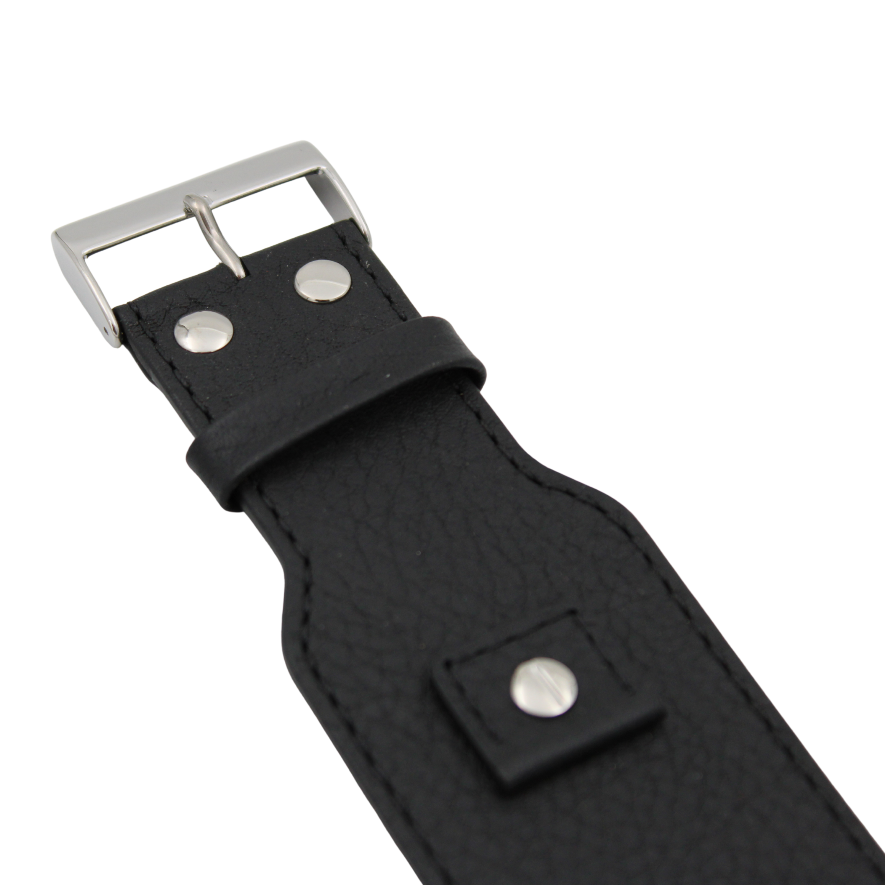 Bund skinnreim – 45 mm Sort Buffalo Grain med utskiftbare fester