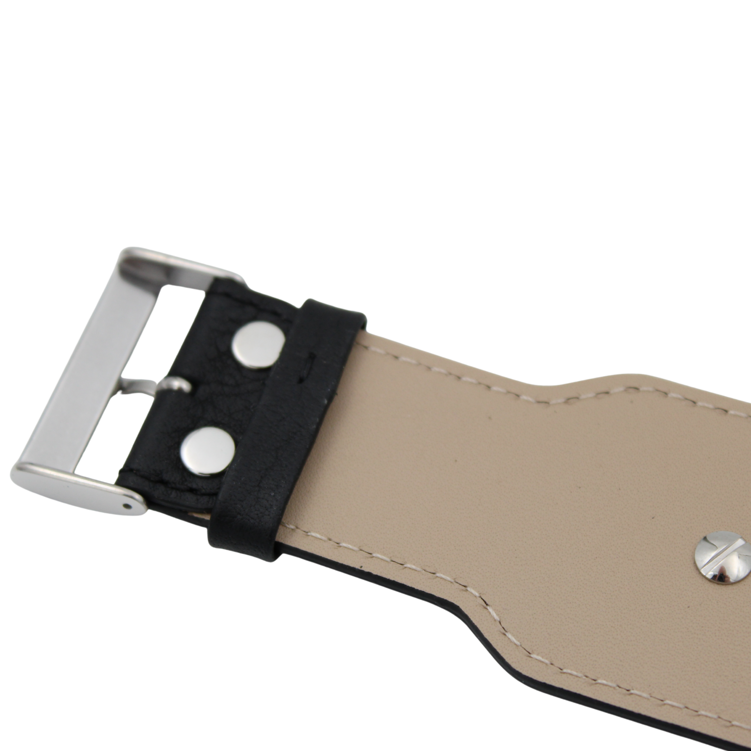 Bund skinnreim – 45 mm Sort Buffalo Grain med utskiftbare fester