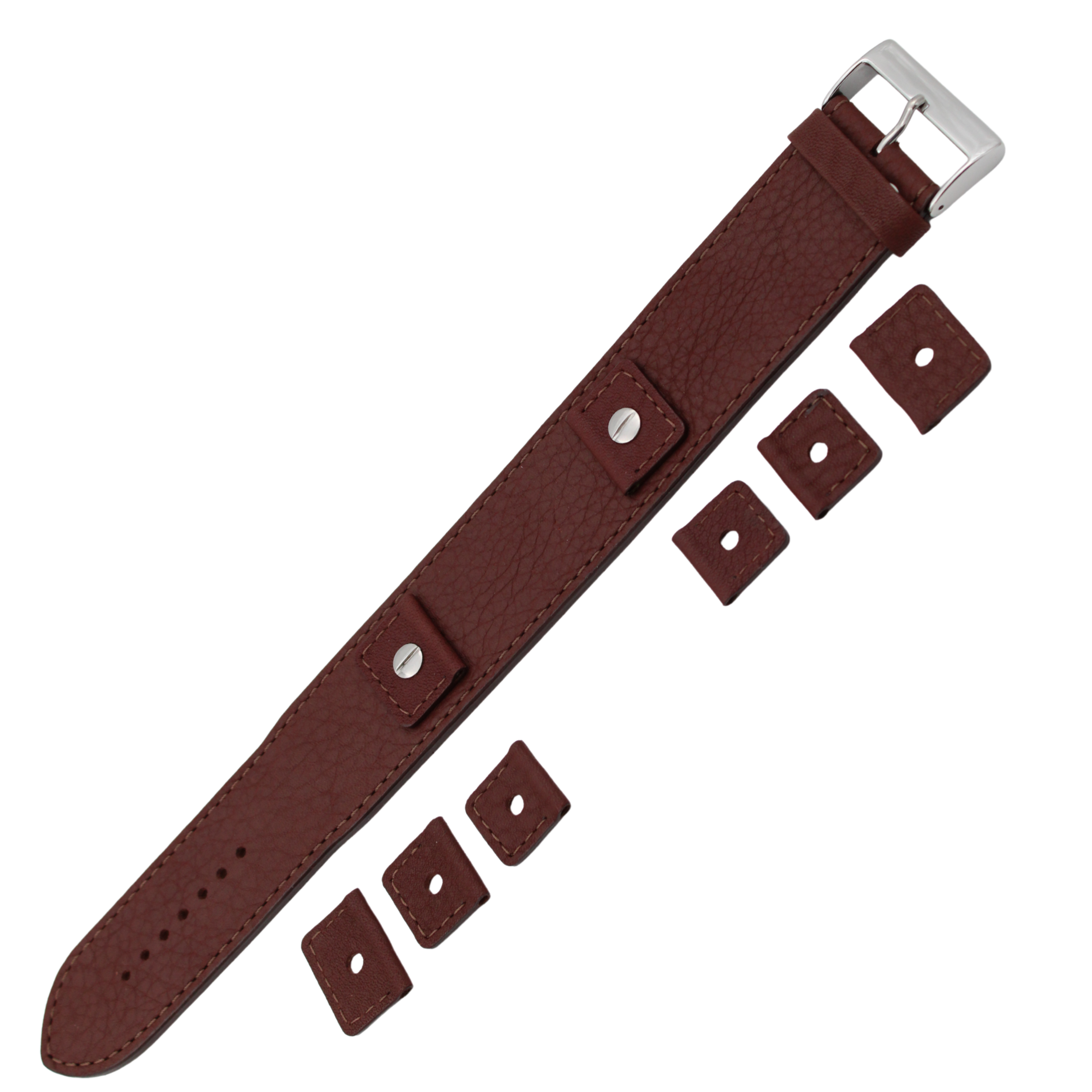 Bund skinnreim – 32 mm Mørk brun Buffalo Grain med utskiftbare fester