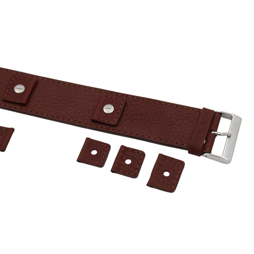 Dolny skórzany pasek - 32 mm Ciemnobrązowy Buffalo Grain z wymiennymi zapięciami