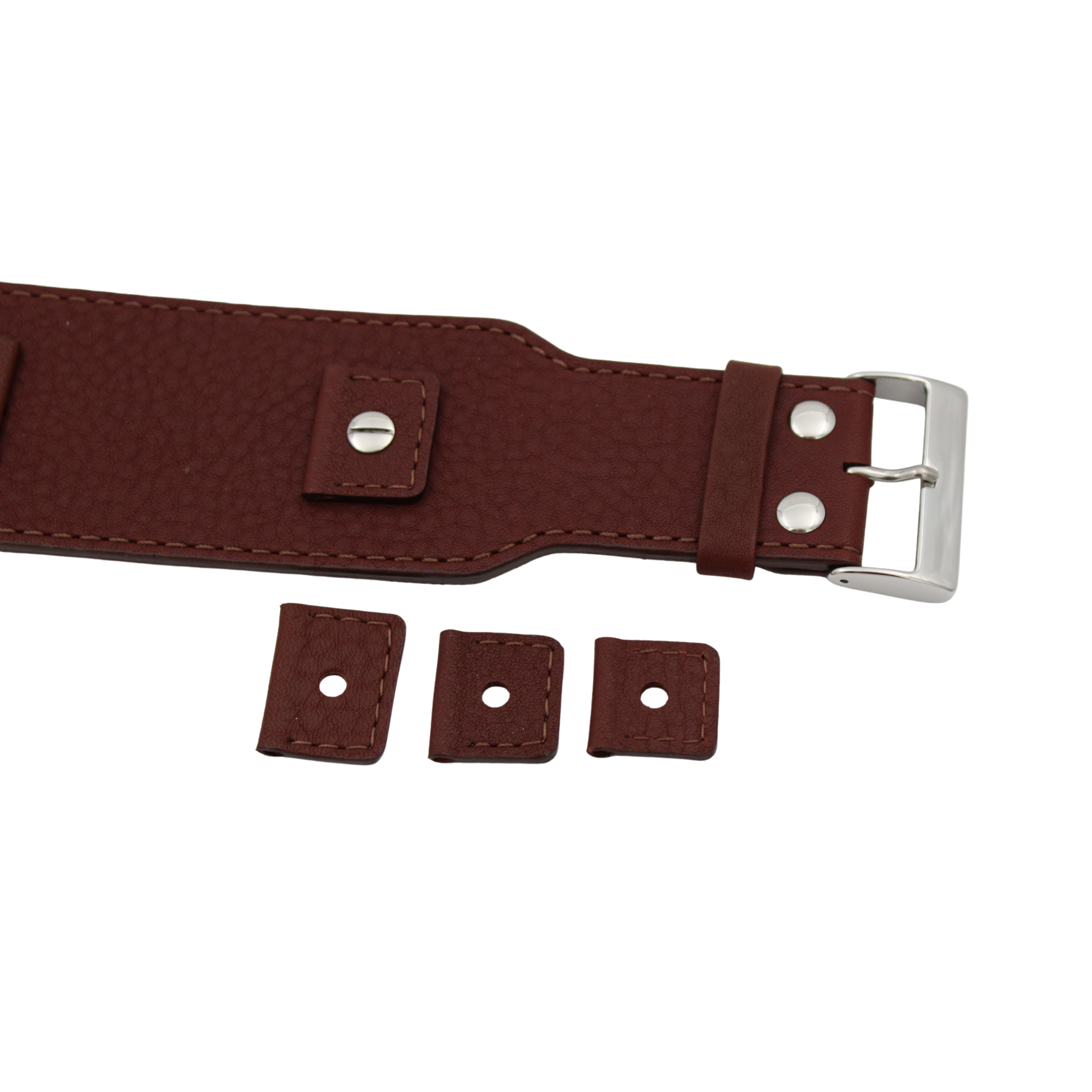 Bund skinnreim – 45 mm Mørk brun Buffalo Grain med utskiftbare fester