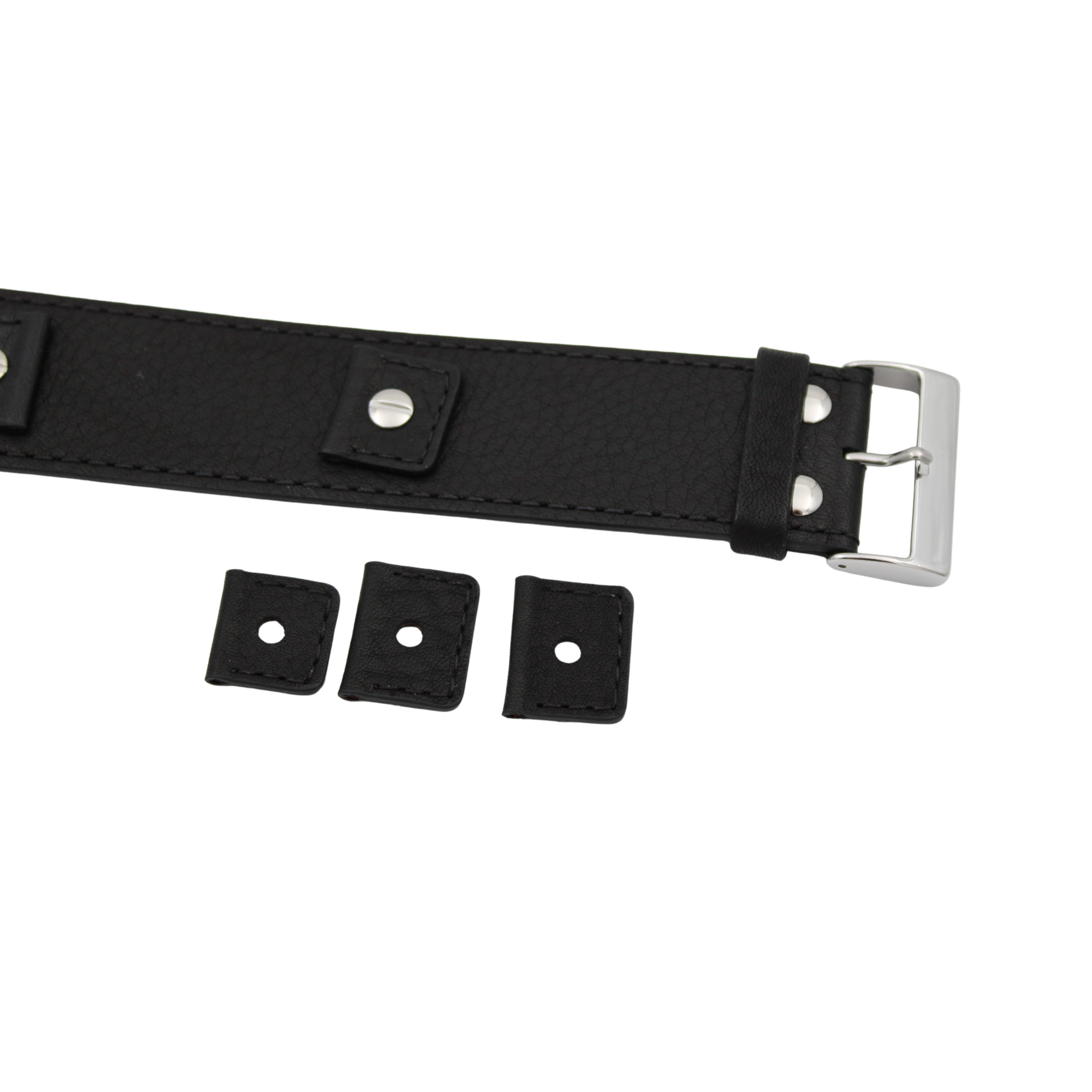 Bund skinnreim – 32 mm sort Buffalo Grain med utskiftbare fester