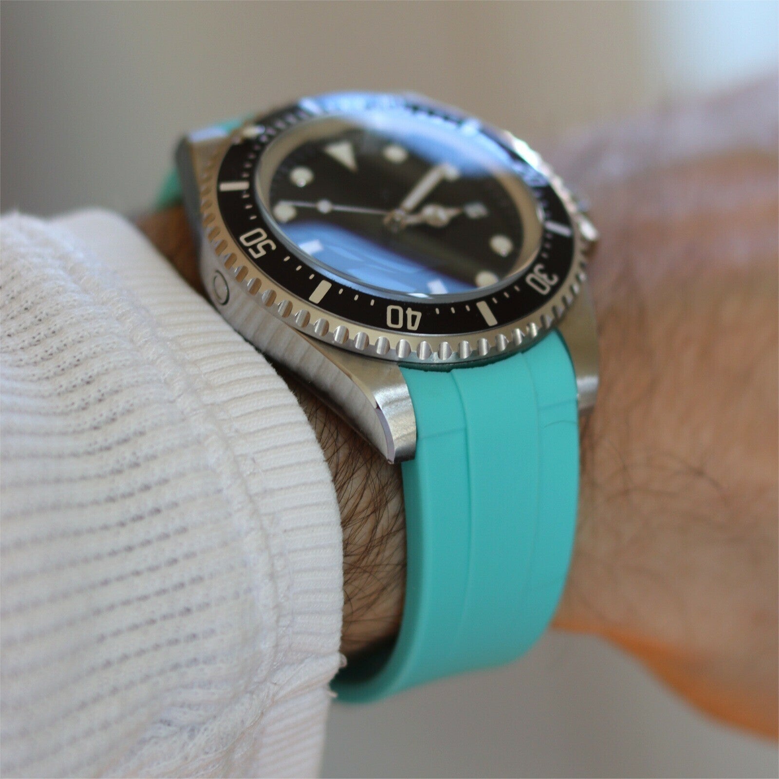 Curved Rubber Strap Tiffany blå