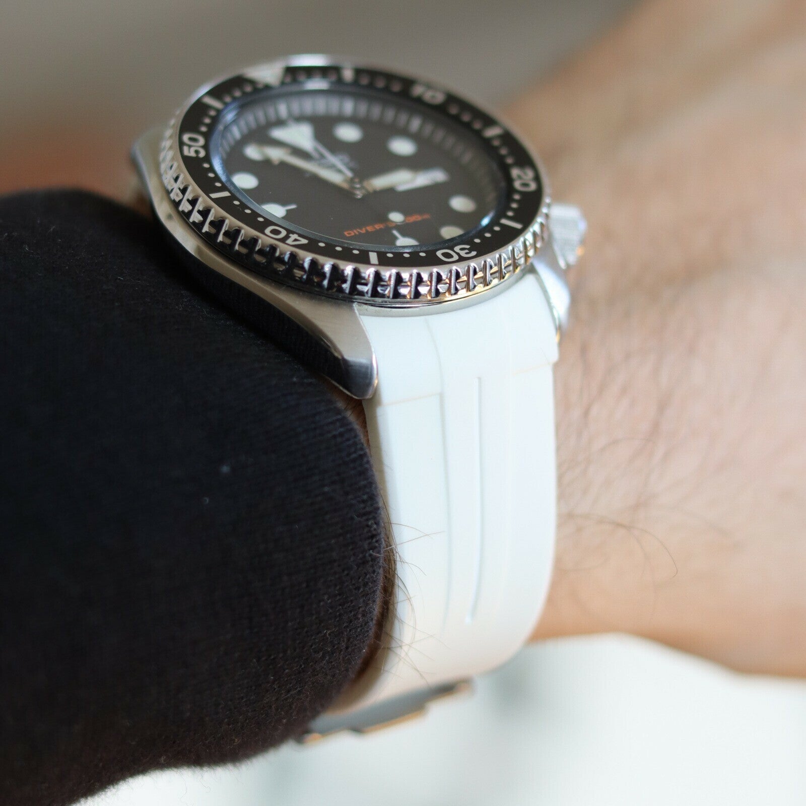 Gummirem Curved 22mm Hvit/hvit