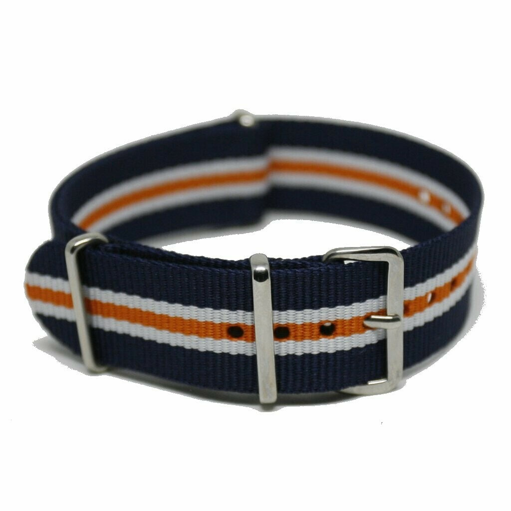 NATO Strap 19MM Blå/hvit/orange