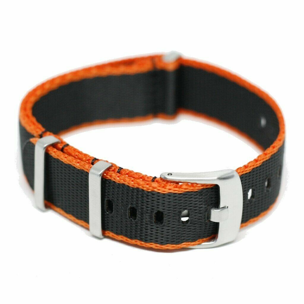 Seat Belt Nato Strap Sort/oransje
