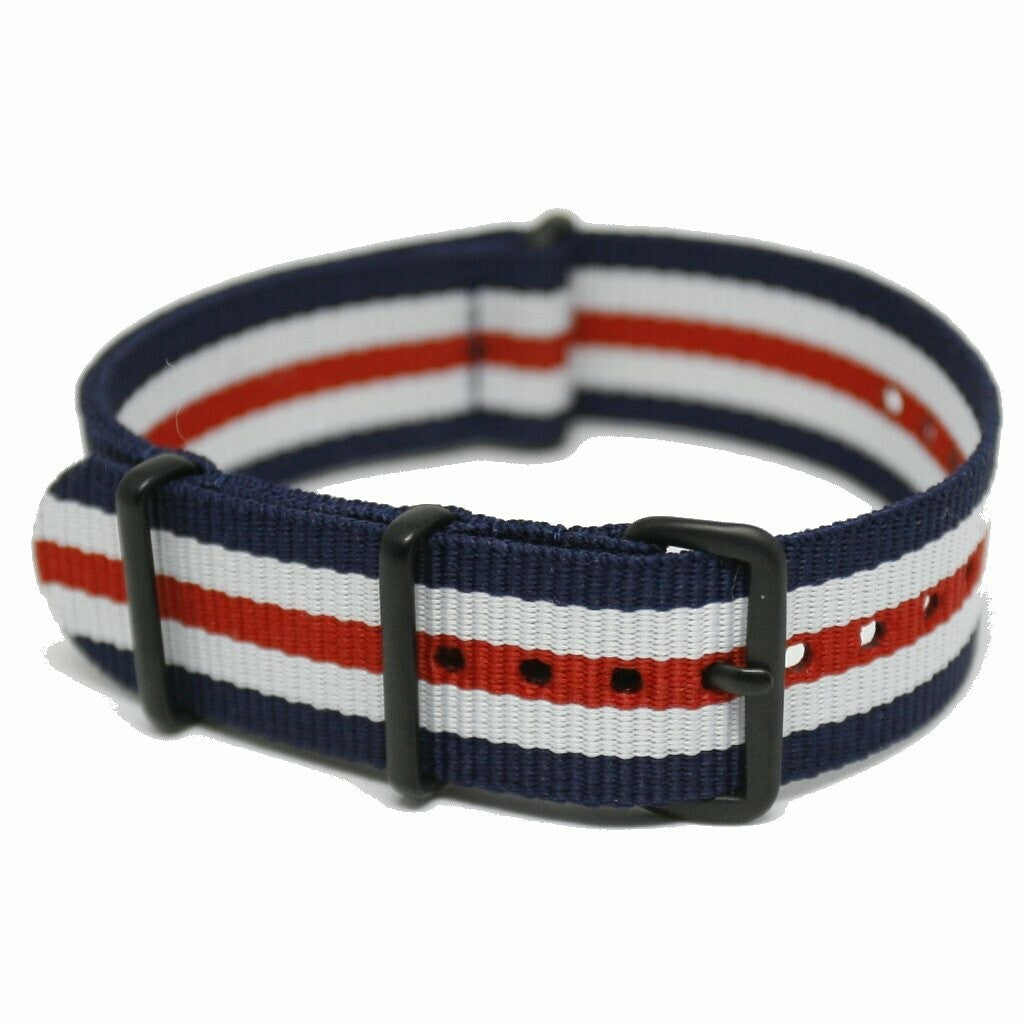 NATO Strap PVD Blå/hvit/Rød