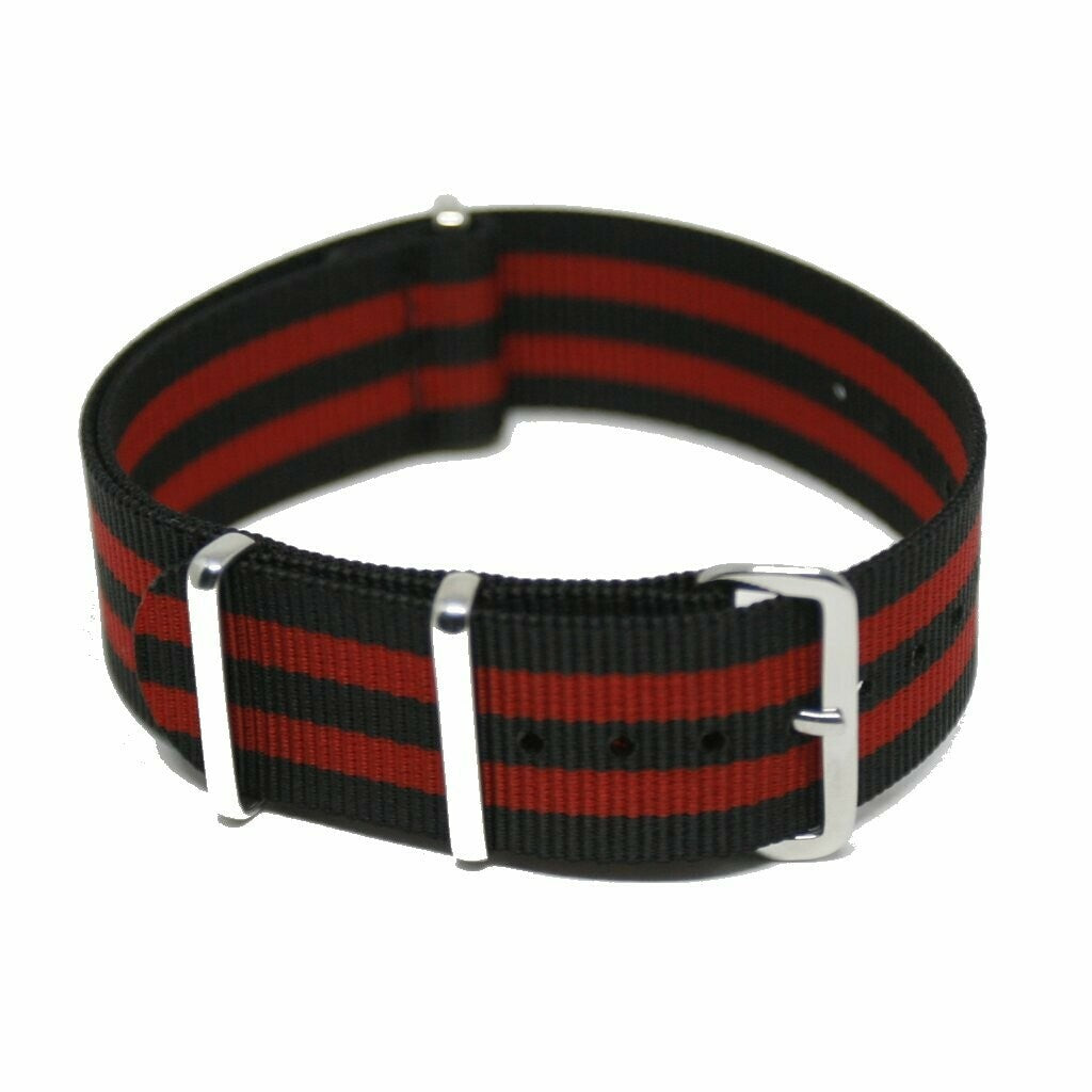 NATO Strap 20MM Sort/rød Striper