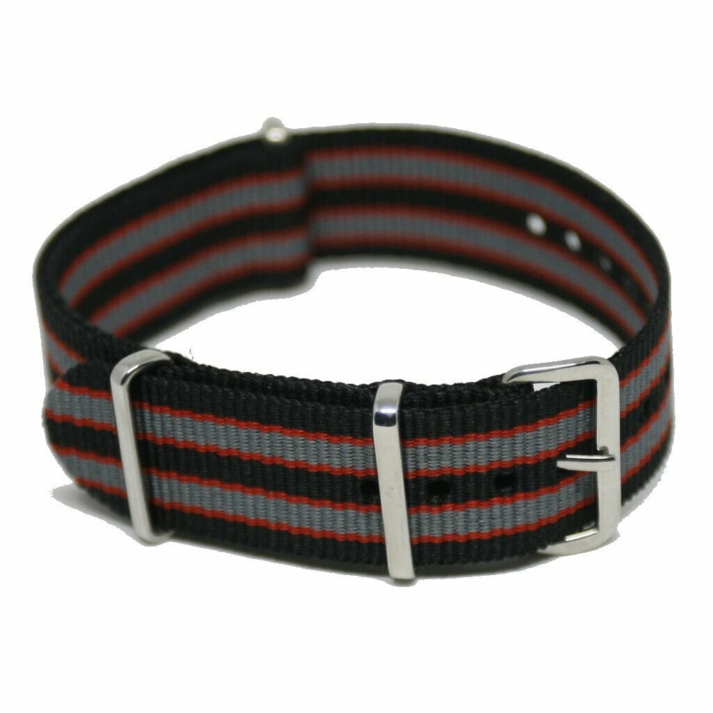 NATO Strap 24MM Sort/rød/grå