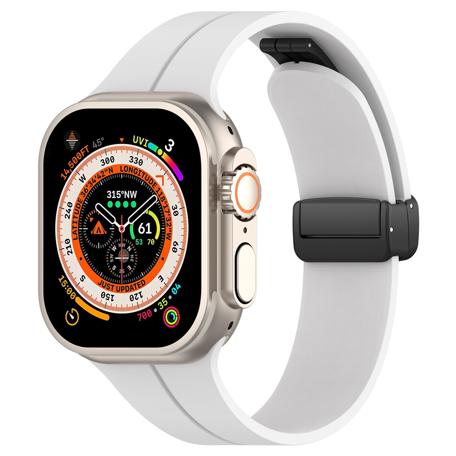 Gummirem for Apple Watch Sort 42/44/49mm Hvit