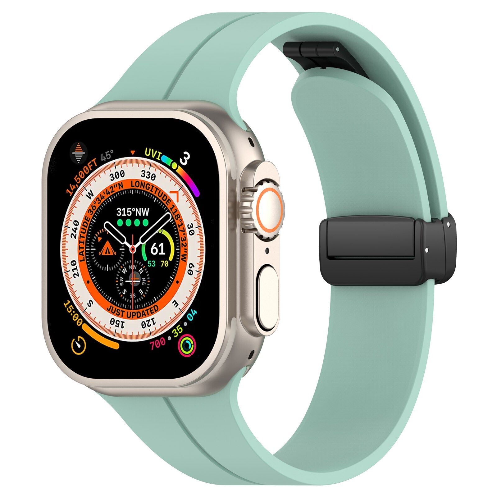 Gummirem for Apple Watch Sort 42/44/49mm Turkis