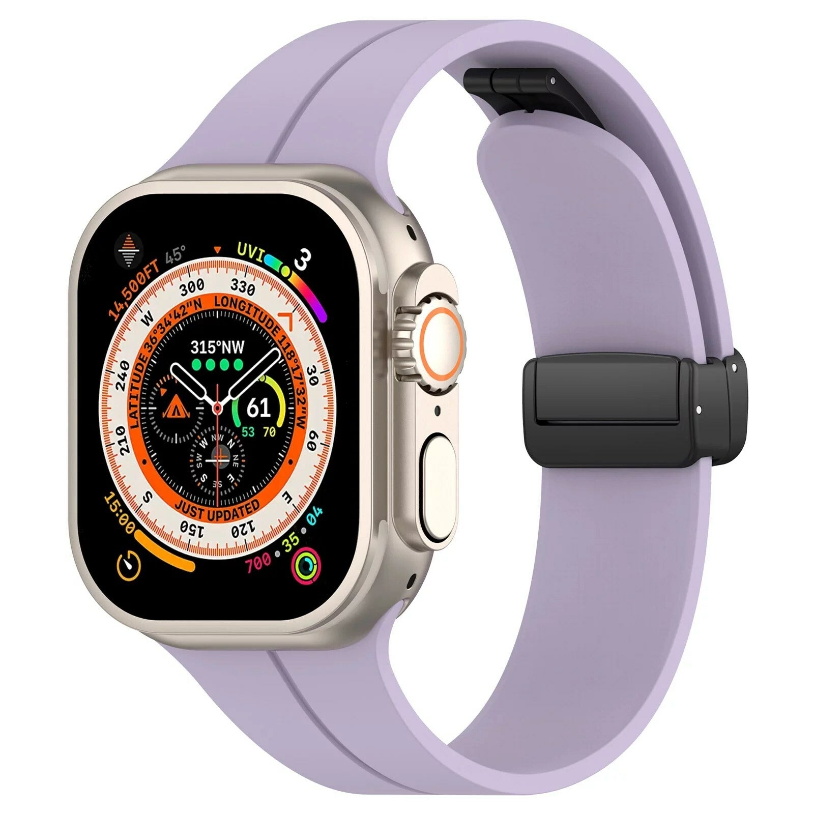 Gummirem for Apple Watch Sort 42/44/49mm Lilla