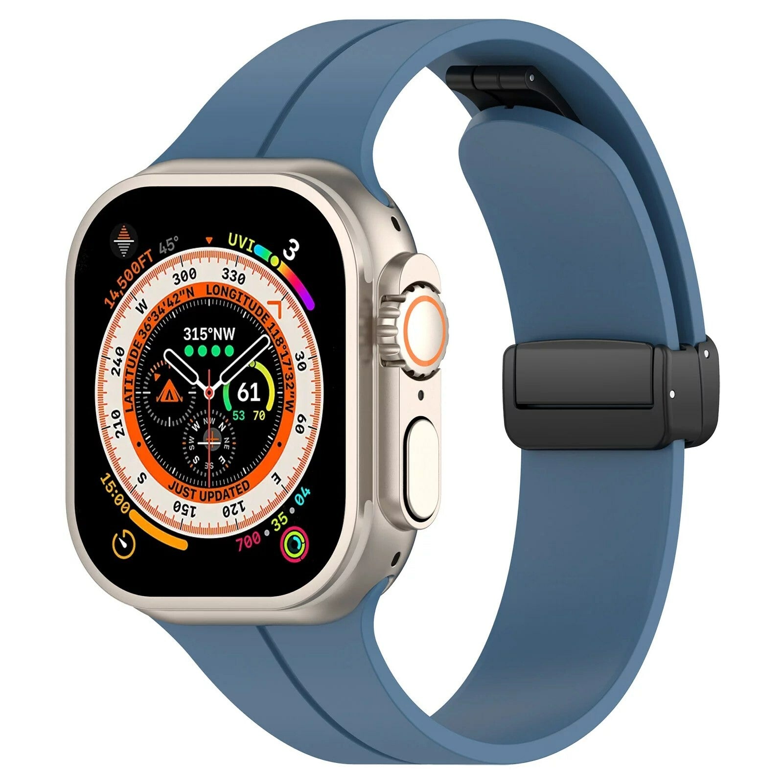 Gummirem for Apple Watch Sort  Blå