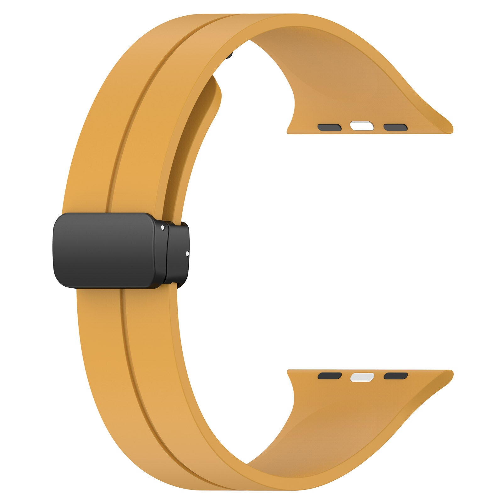 Gummirem for Apple Watch Mørk gul - Sort spenne