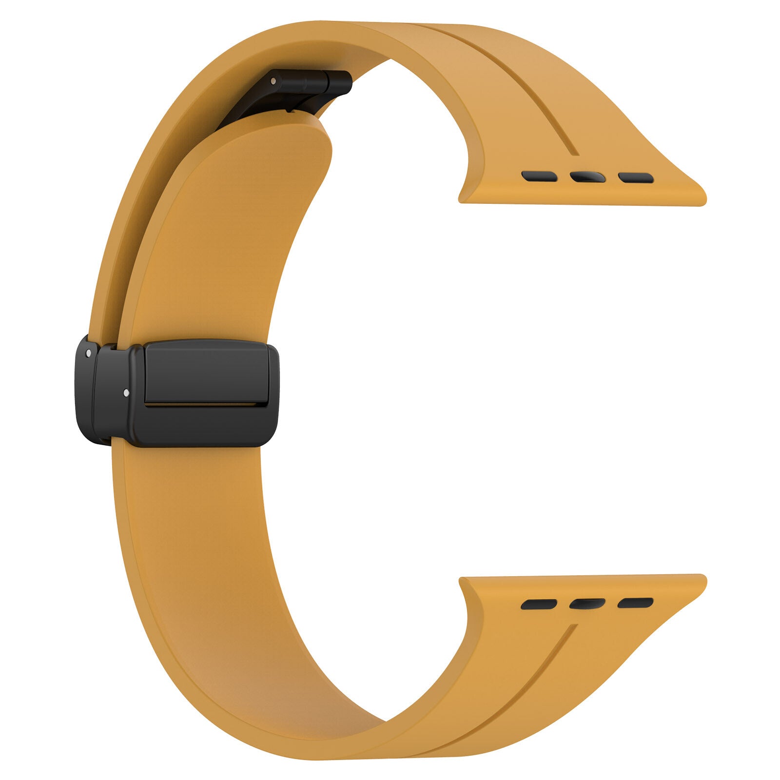 Gummirem for Apple Watch Mørk gul - Sort spenne