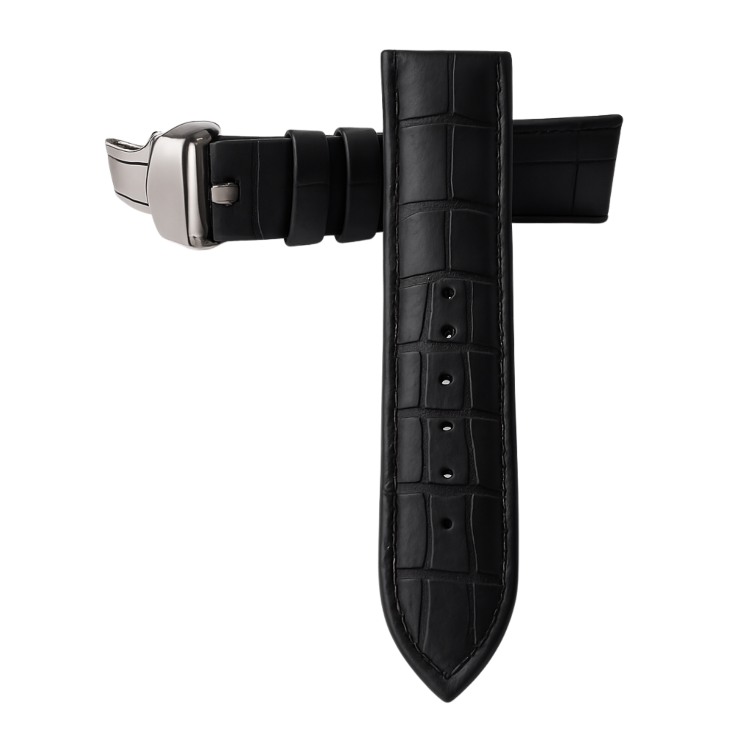 Cassis Svart skinnreim med sommerfuglspenne