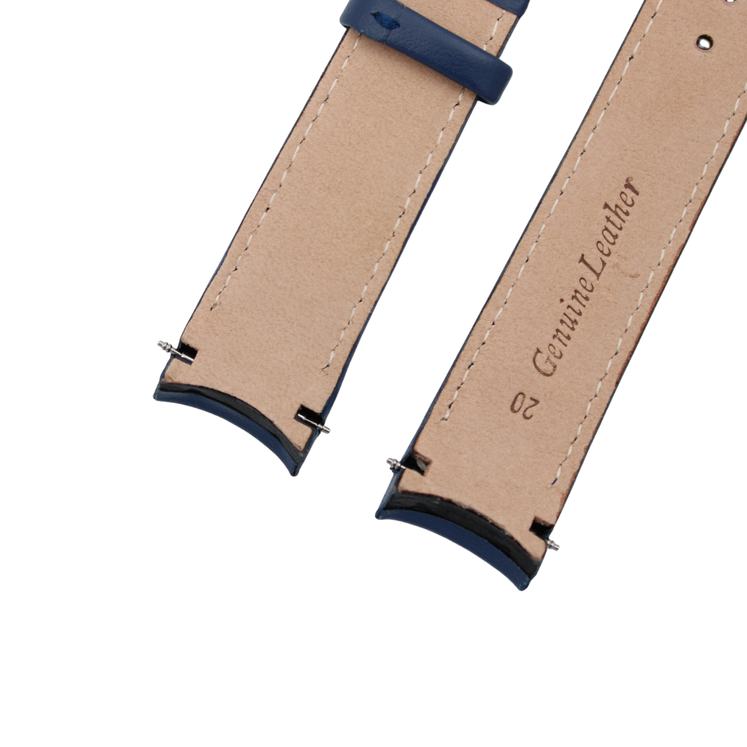 Marina Curved - Blå skinnreim med matchende sømmer