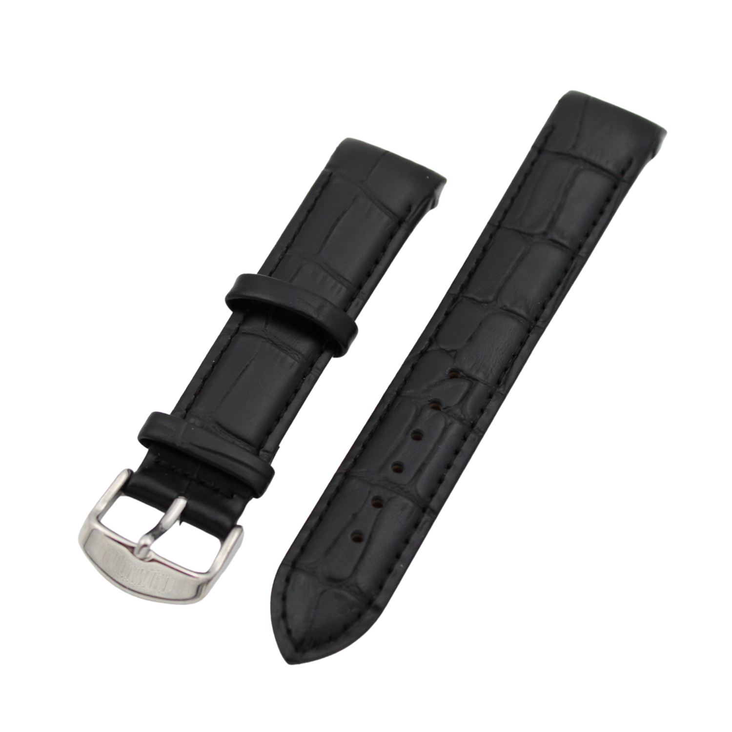 Verona Croco - Curved Sort skinnreim med alligatorpreg