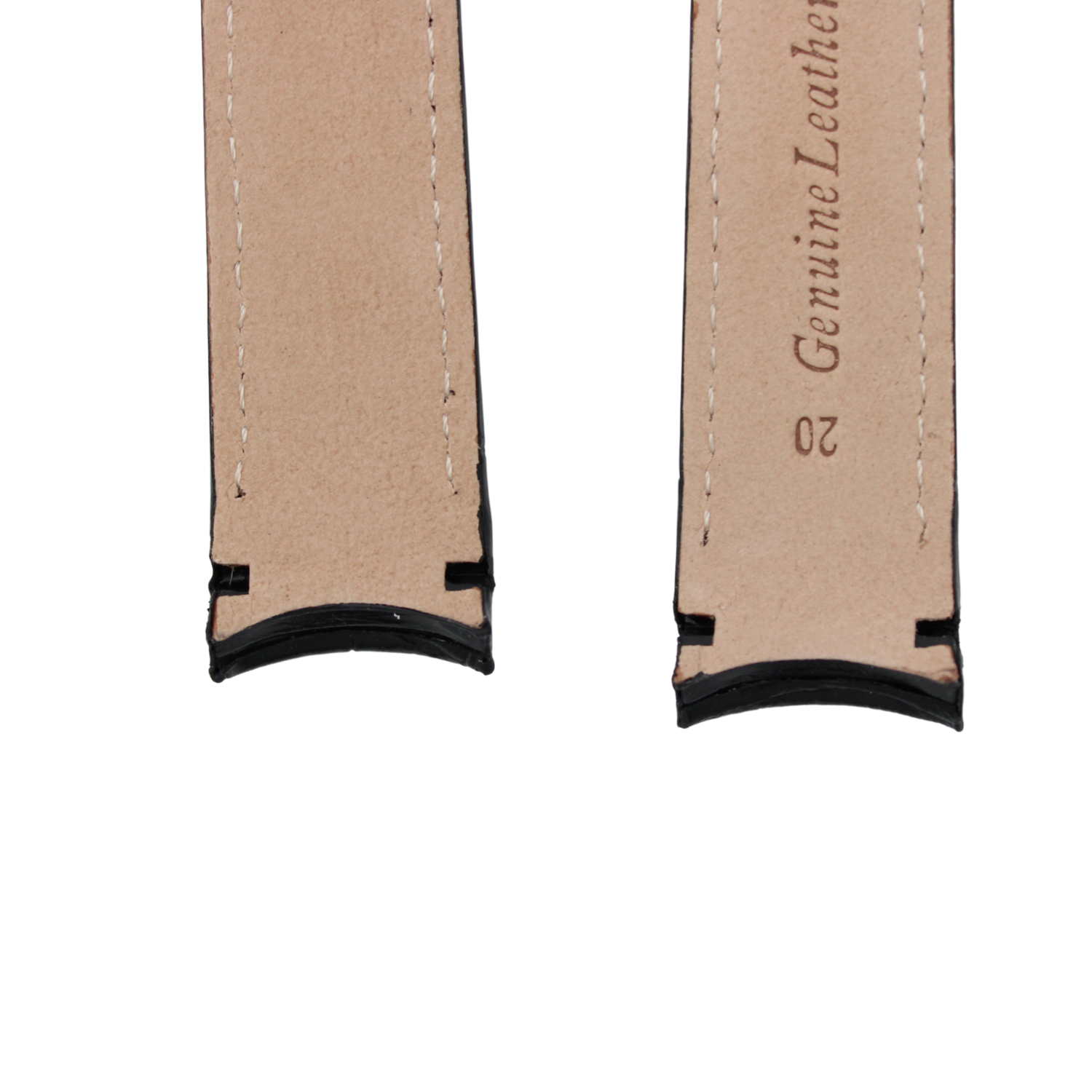 Verona Croco - Curved Sort skinnreim med alligatorpreg