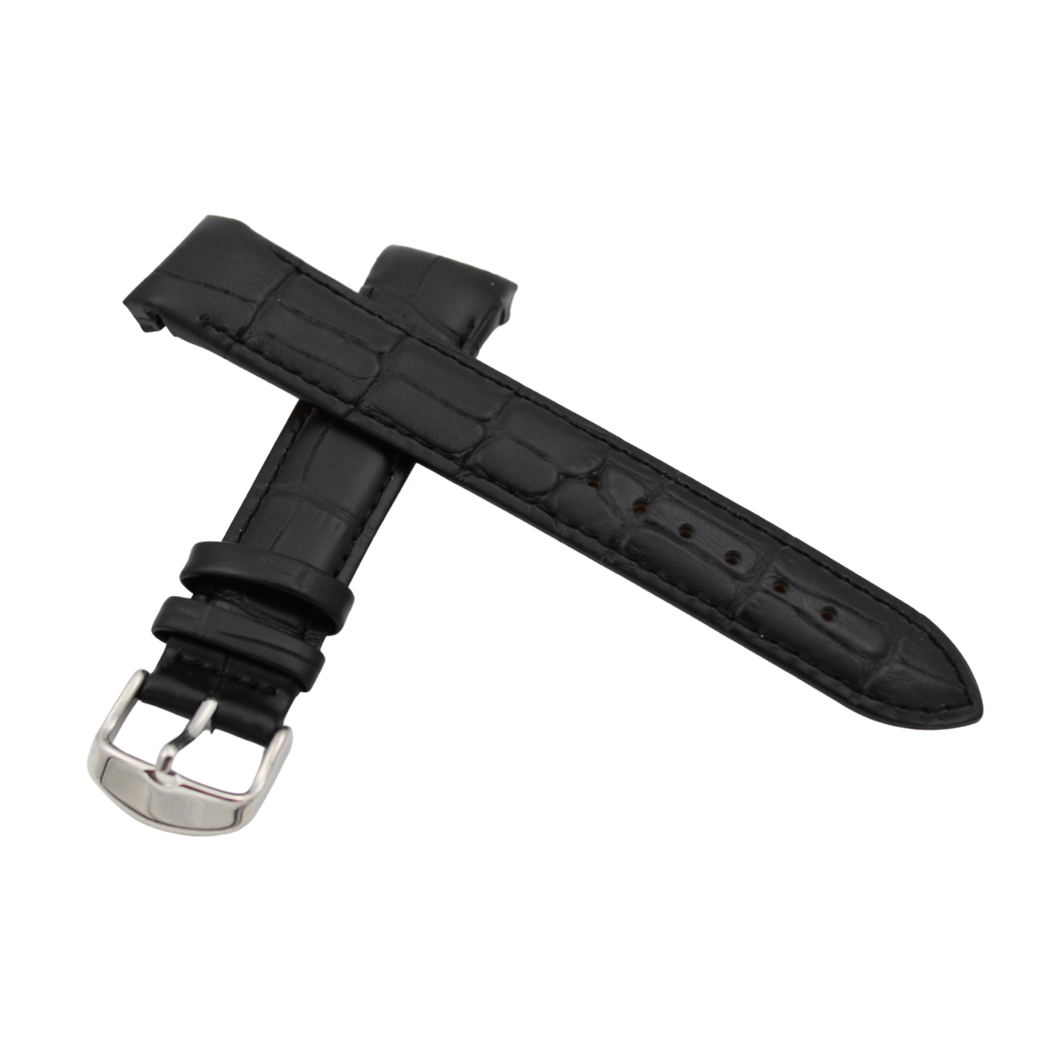 Verona Croco - Curved Sort skinnreim med alligatorpreg