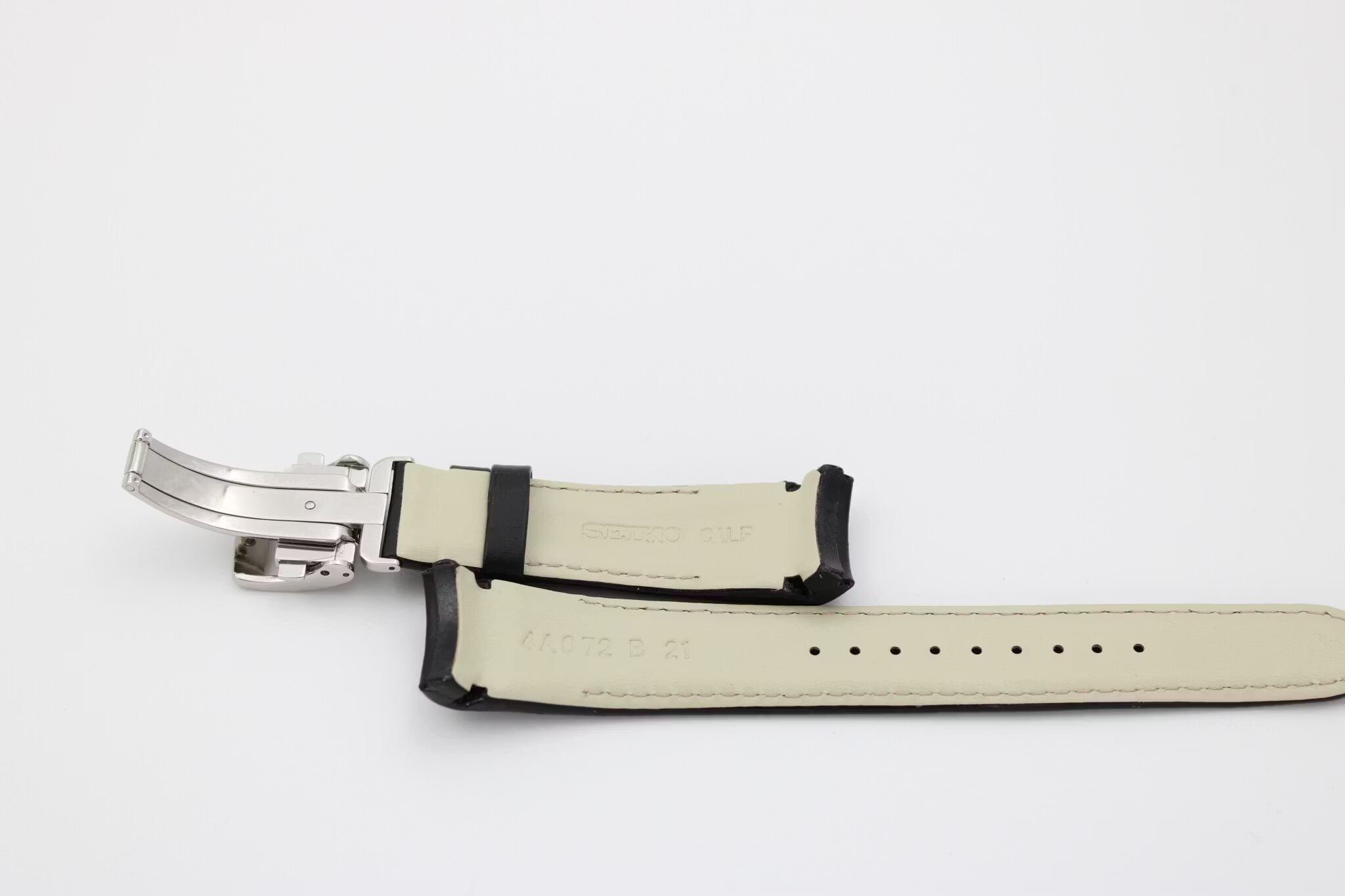 Seiko 21mm curved  med Krokodillemønster, Svart